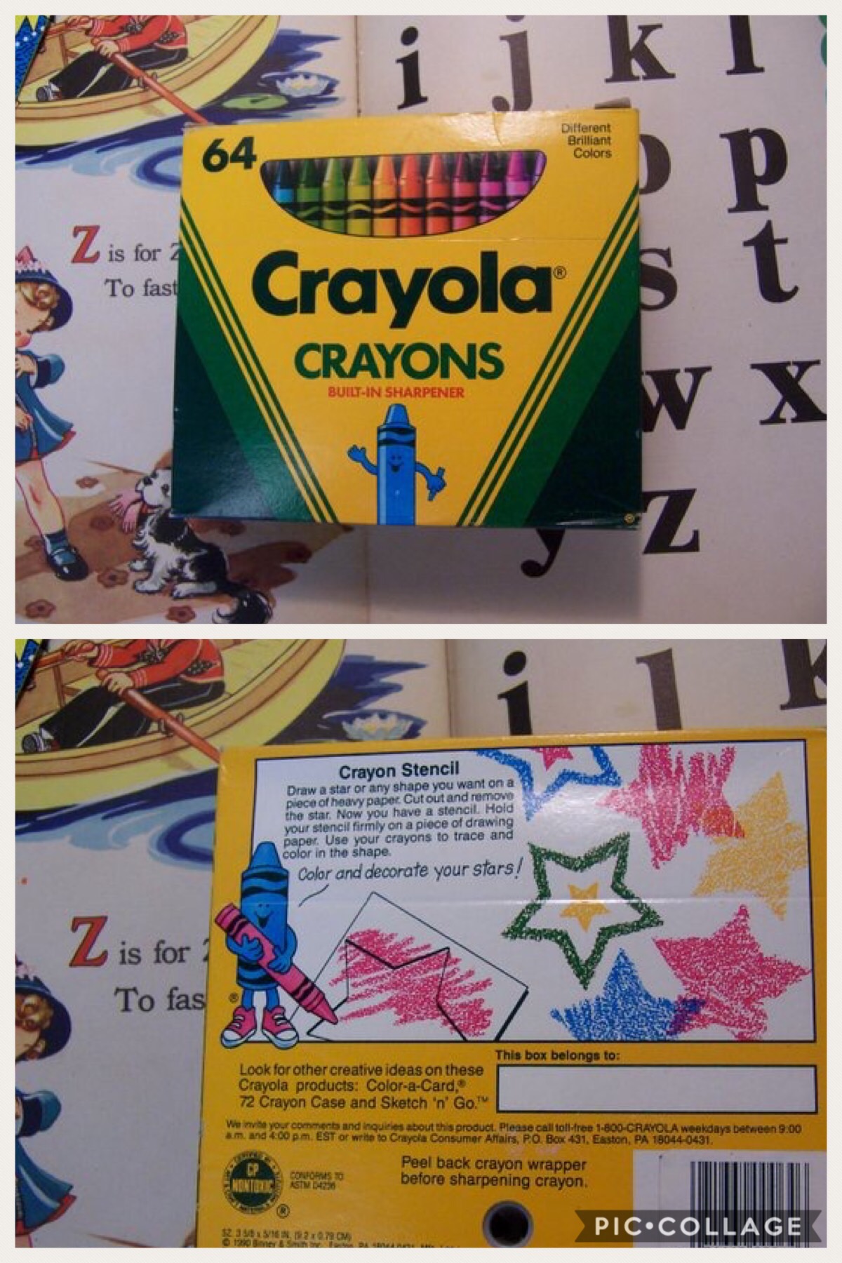 Throwback to a 1990's box of Crayola crayons with the sharpener on the back