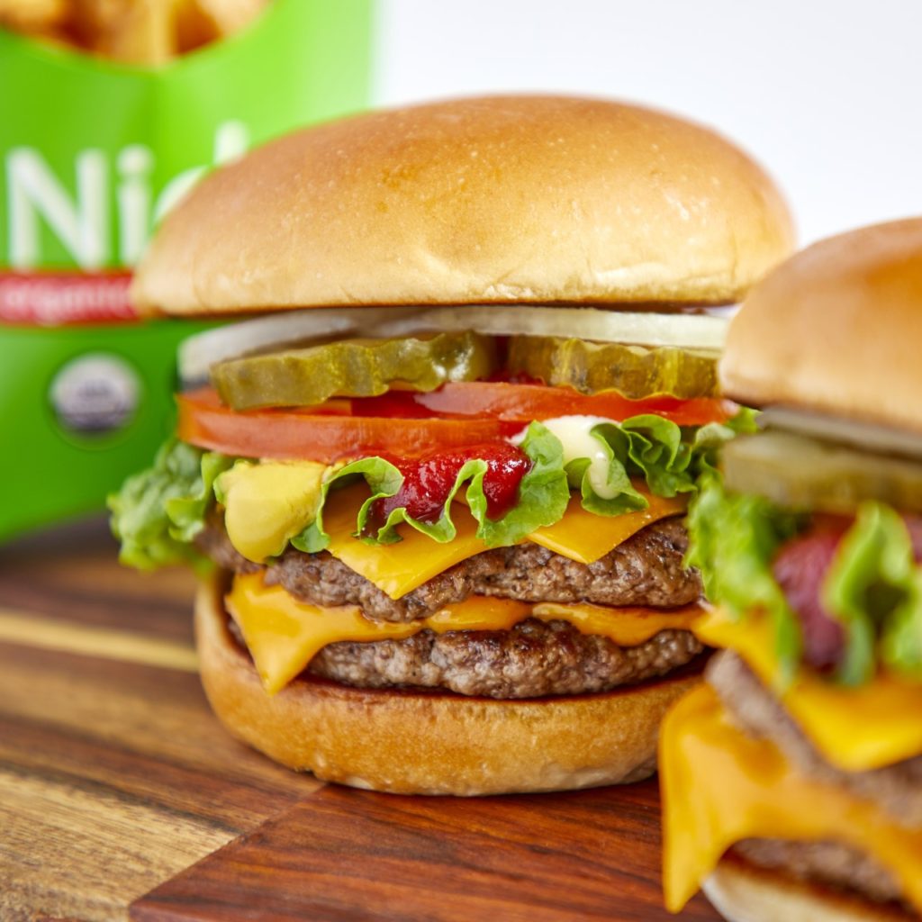 Nic's Organic Fast Food Double Cheeseburger