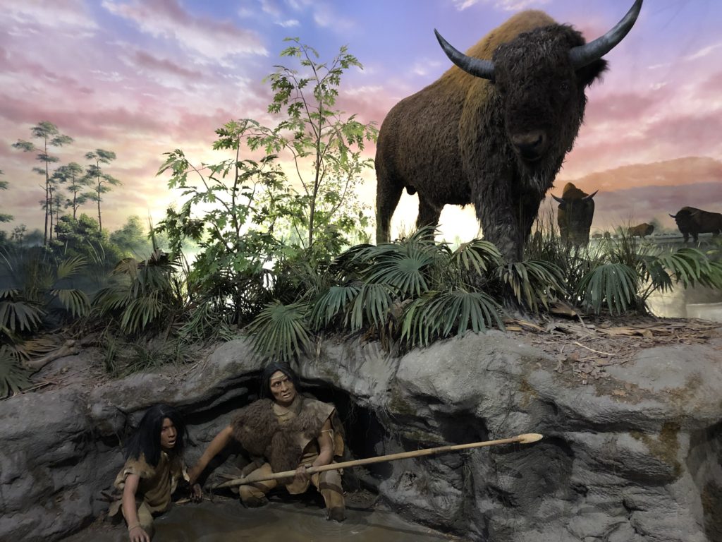 Indigenous people hunting diorama