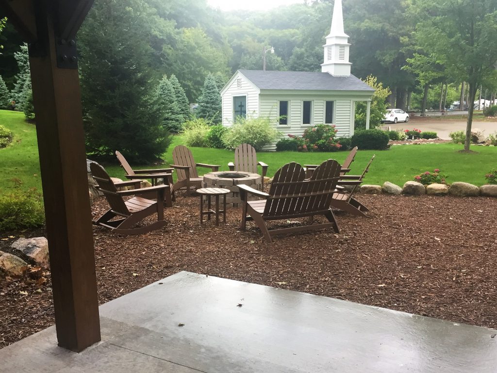 Firepit and Chapel at the Christian Reformed Conference Grounds, Grand Haven, Michigan