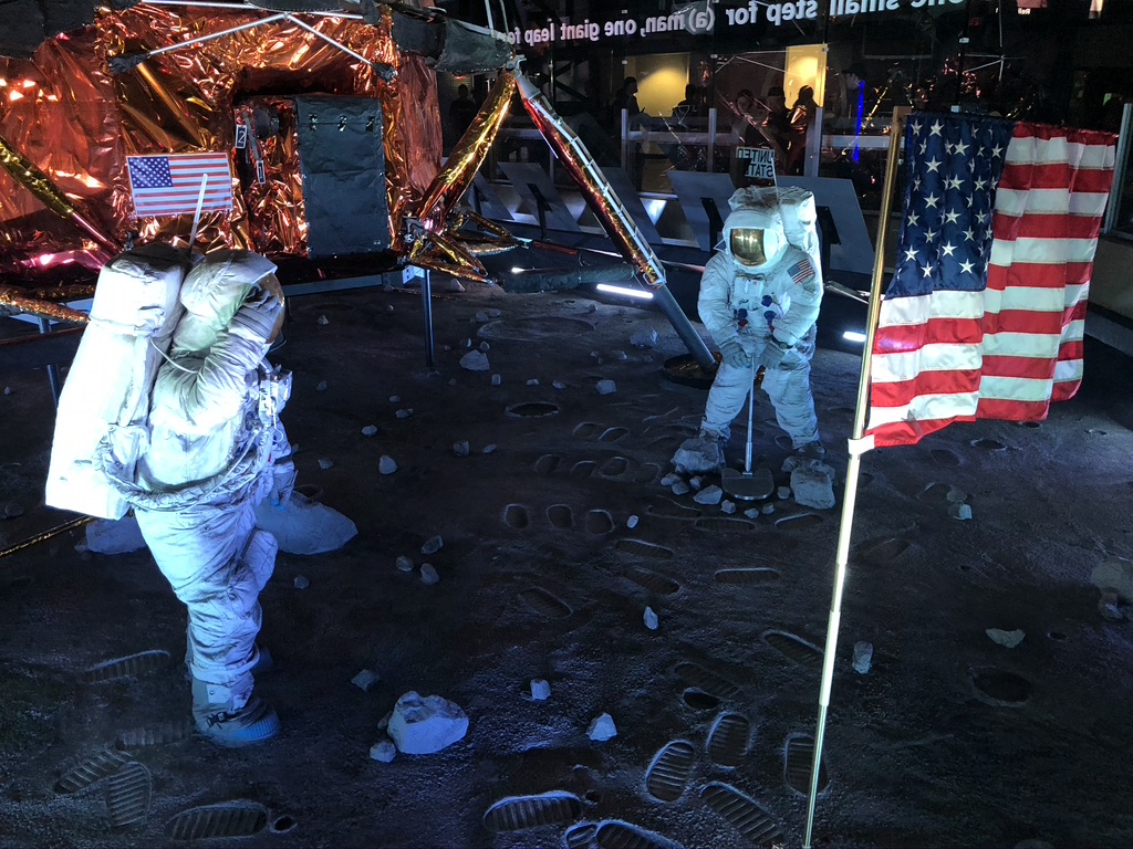 Recreation of Neil Armstrong and Buzz Aldrin landing on the moon.