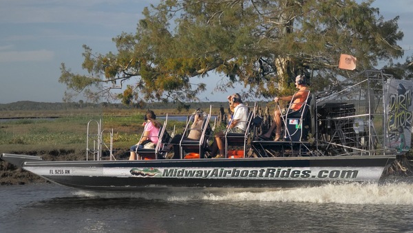 Airboat with stadium seating. Photo Courtsey-Airboat Tours At Midway