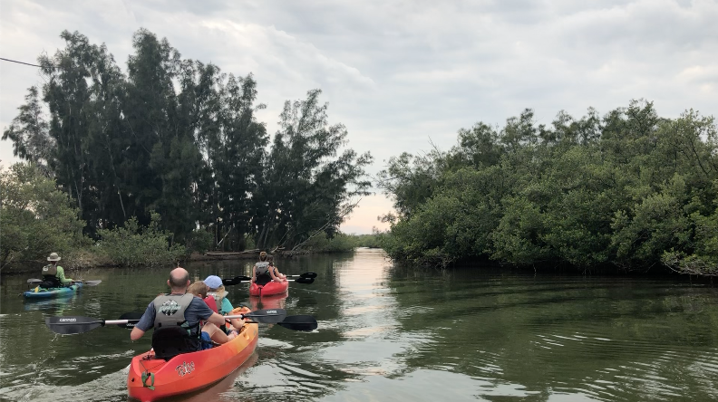 Kayaking out into the Indian River Lagoon. 