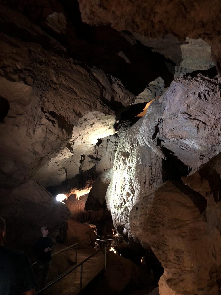 Walkway through the Caverns, past huge cave formations. 