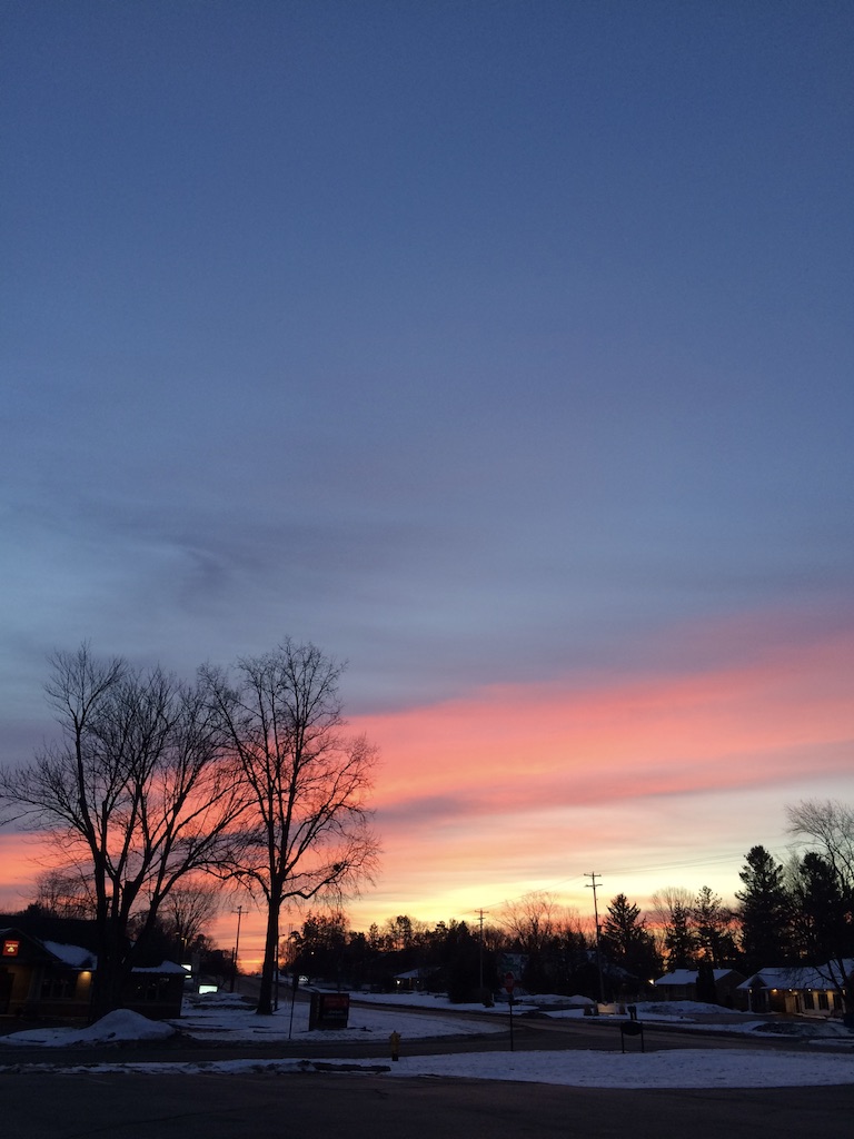 Fun things to do in the snow: take a night time hike as the sun sets