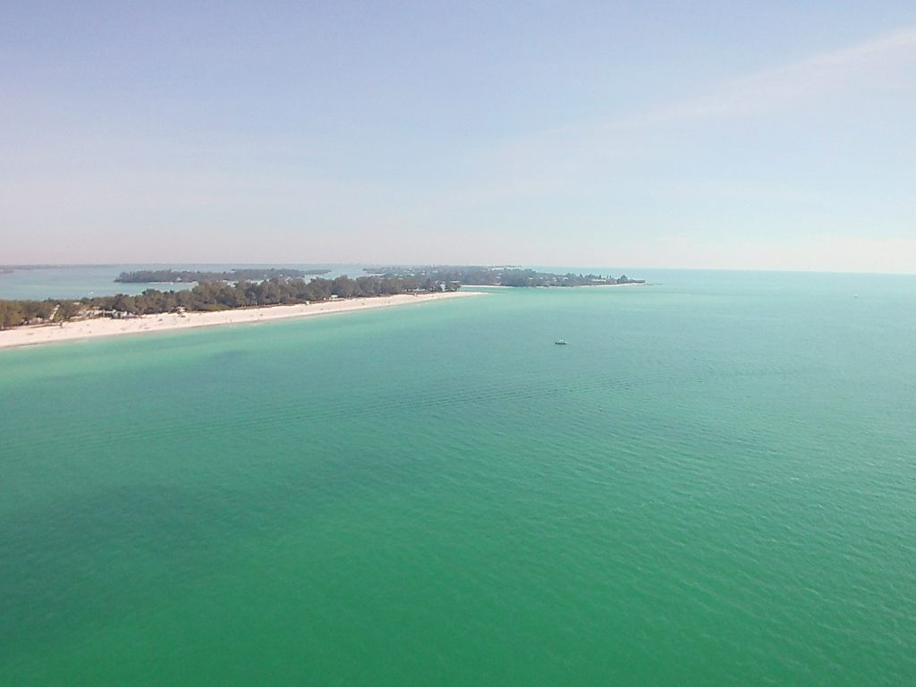 Aerial view of Long Boat Key while parasailing.