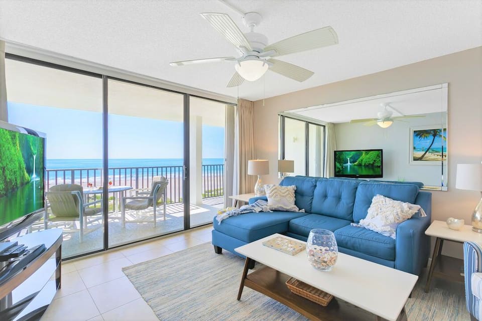 Florida living room with ocean views 