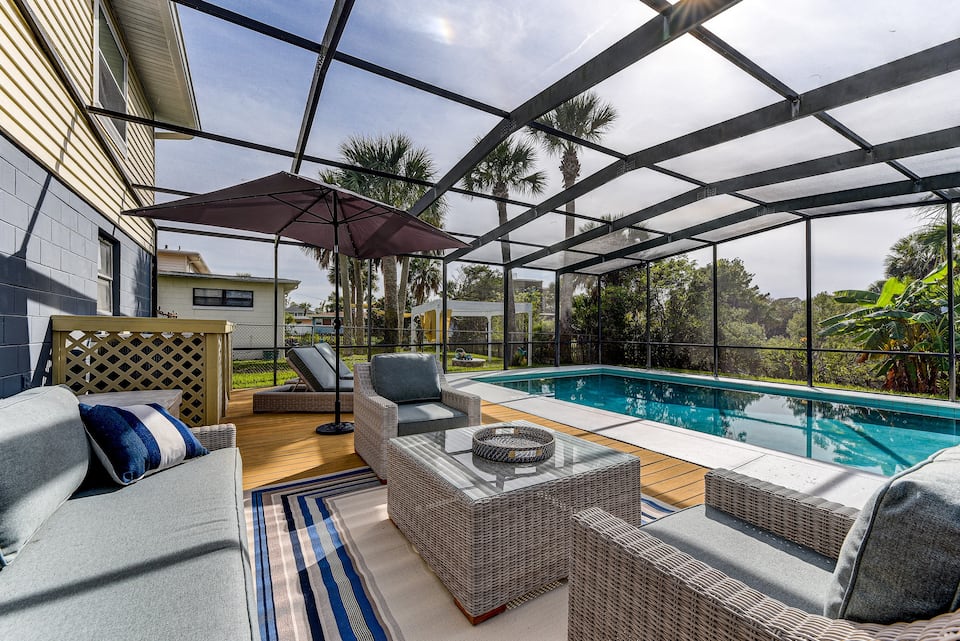 covered backyard pool in Florida