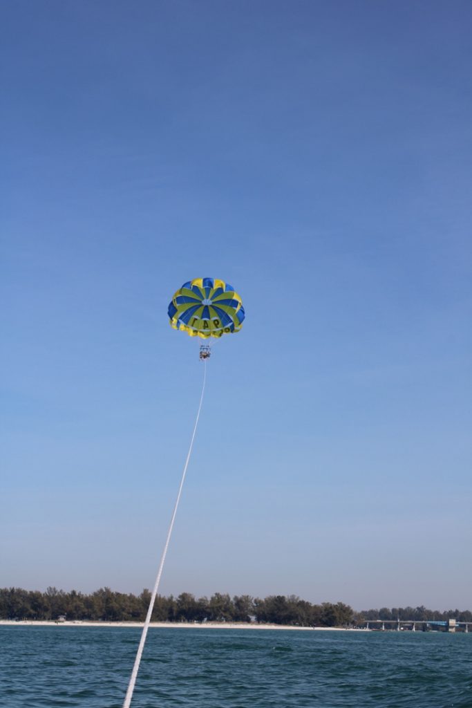 Parasailing over Coquina Beach, Anna Maria Island, FL.