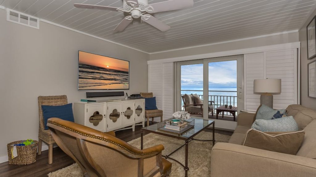 living room with ocean view