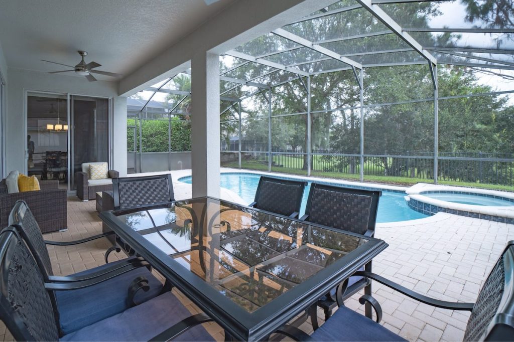 covered Florida pool and patio area