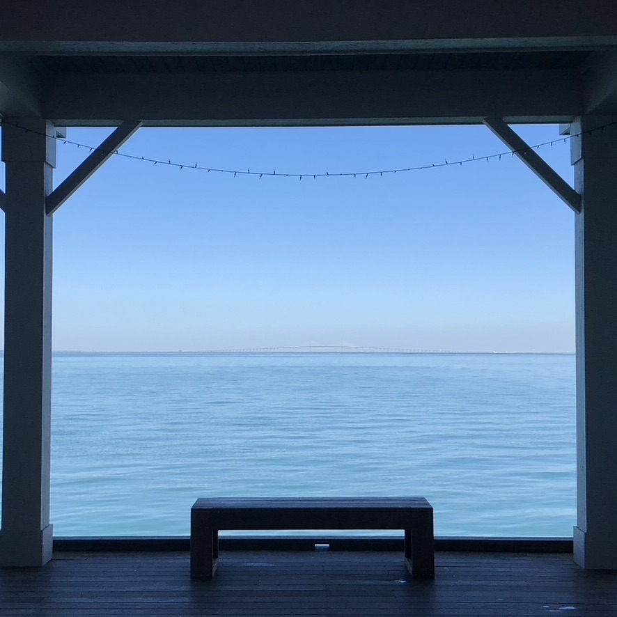 View of the Sunshine Skyway Bridge from the end of the Anna Maria City Pier.