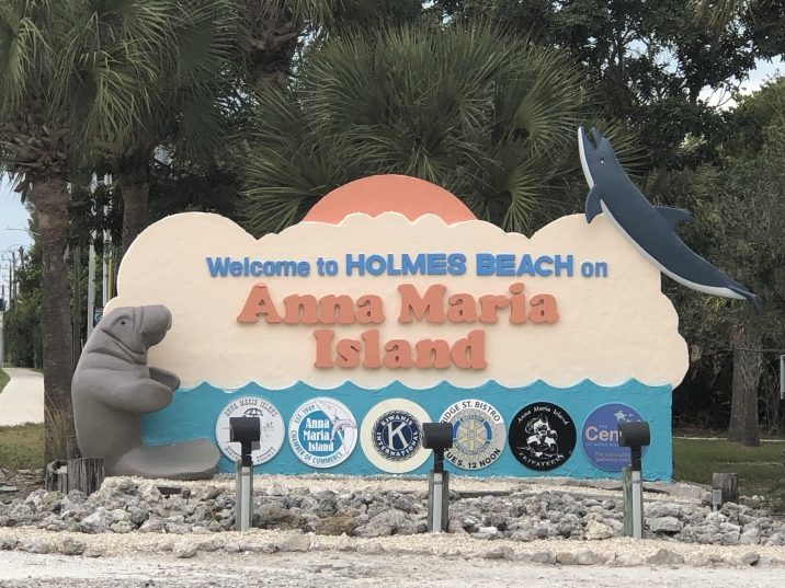 Welcome sign for Holmes Beach - Anna Maria Island for Families