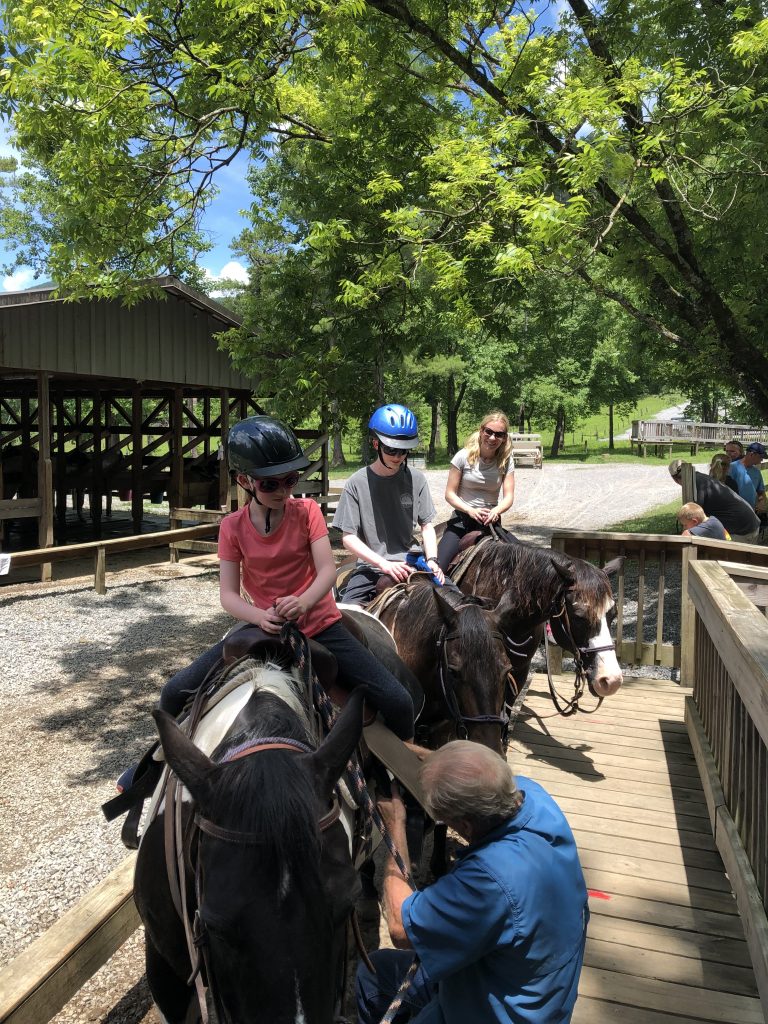 Getting ready to ride at Cades Cove Riding Stables