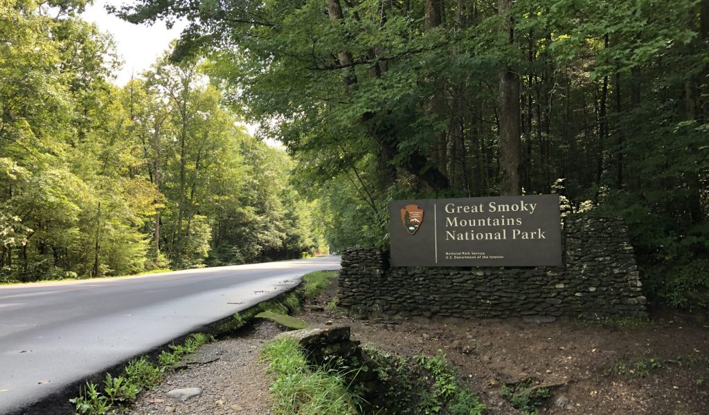 Entrance Sign To The Great Smoky Mountains National Park, Townsend, TN 