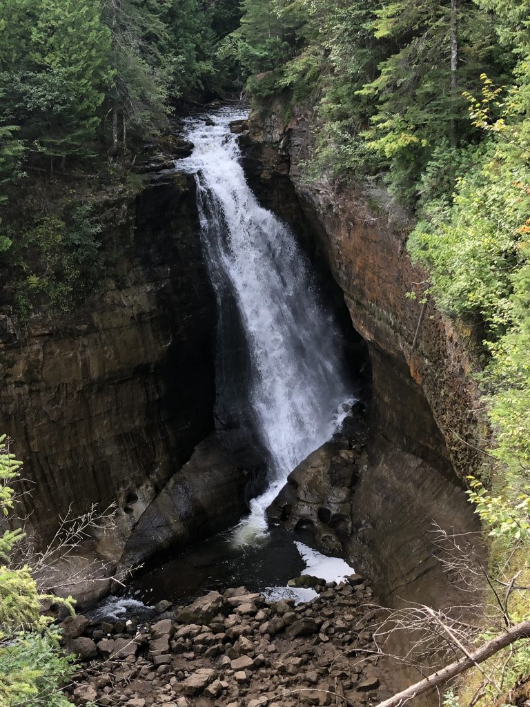 View of Miners Falls from the lower viewing platform - Waterfalls near Munising MI