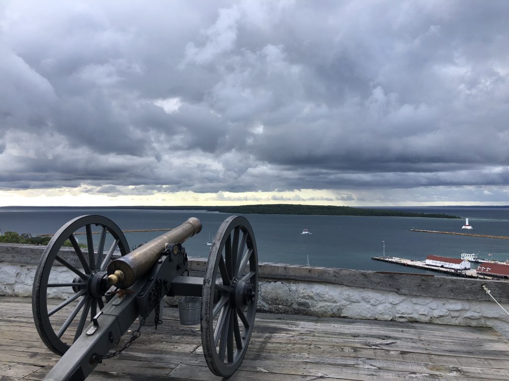 Cannon overlooking Haldimand Bay at Fort Mackinac, Mackinac Island 