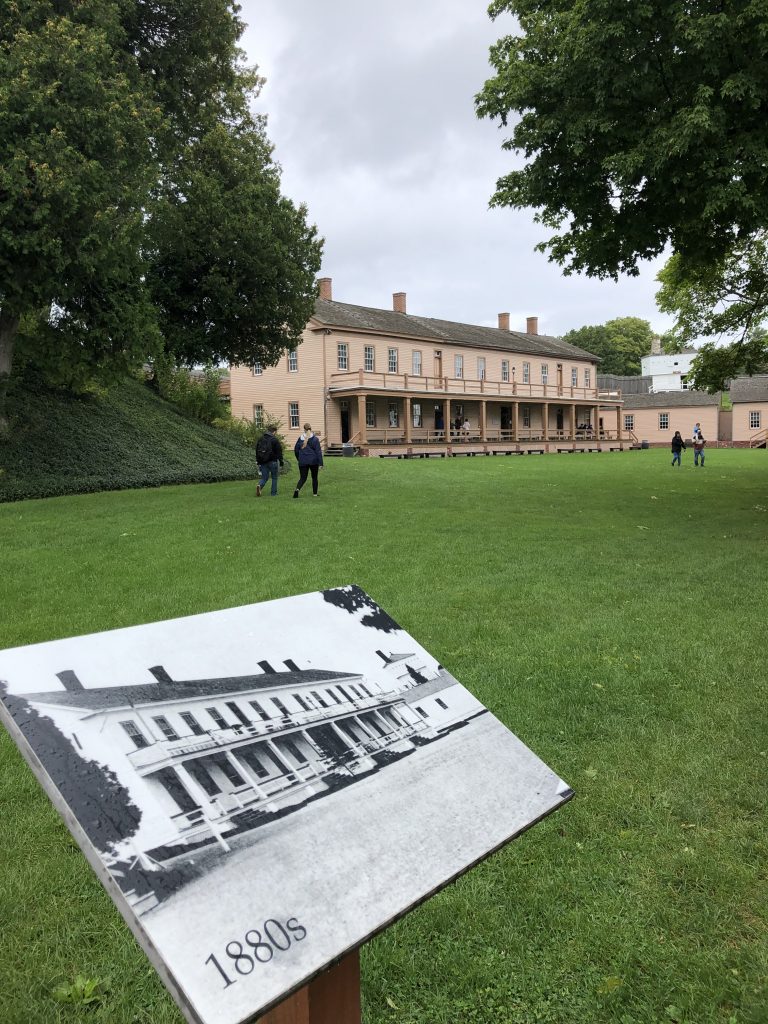 Outside of the Soldiers' Barracks at Fort Mackinac  