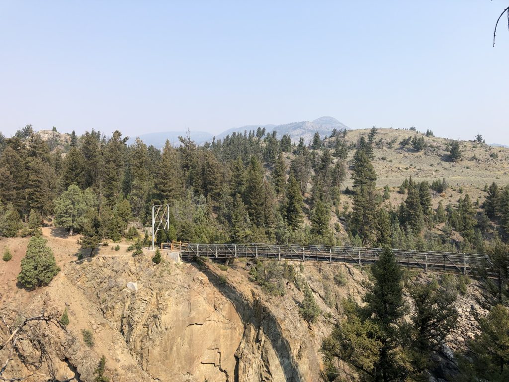 Hell roaring creek trail suspension bridge