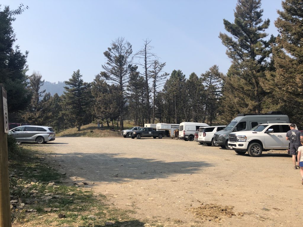 Hell Roaring Creek Trail parking lot at trailhead 