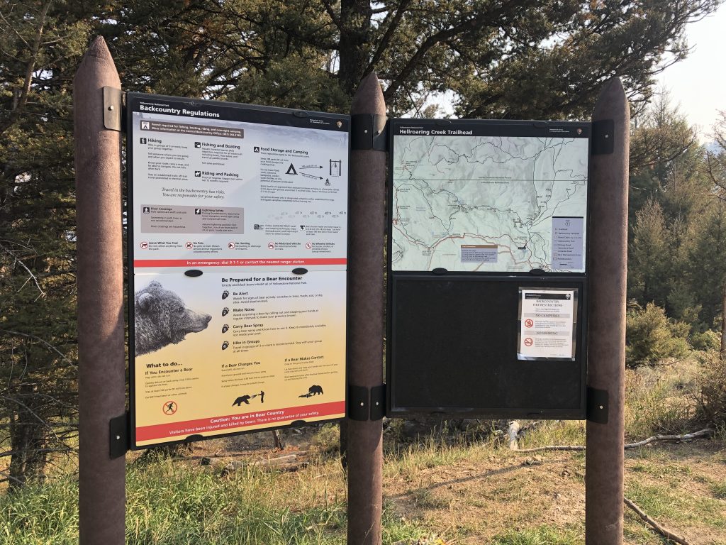 Information sign at Hell Roaring Creek trail head.
