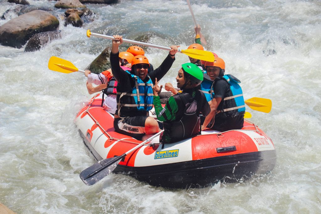 Family white water rafting.