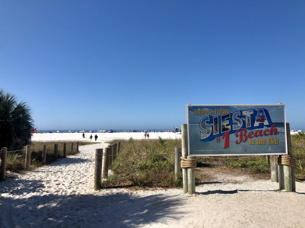 Siesta Beach welcome sign - Things To Do In Sarasota With Kids 