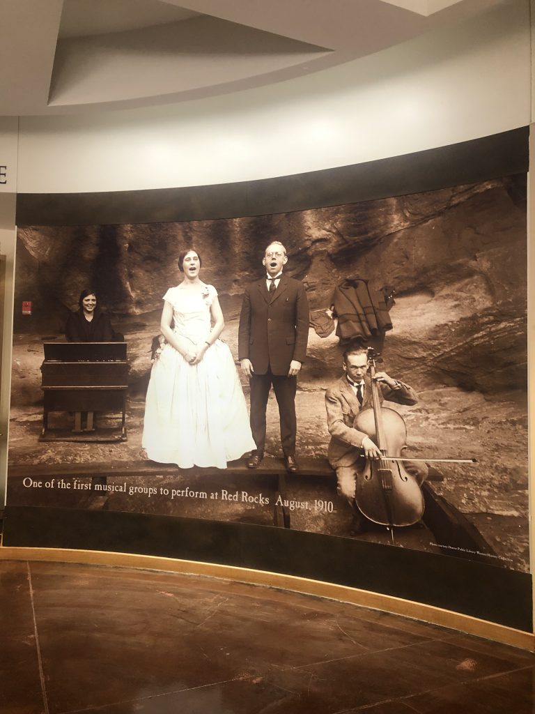 Vintage photo of one of the first musical groups to perform at Red Rocks Amphitheater in August of 1910. 