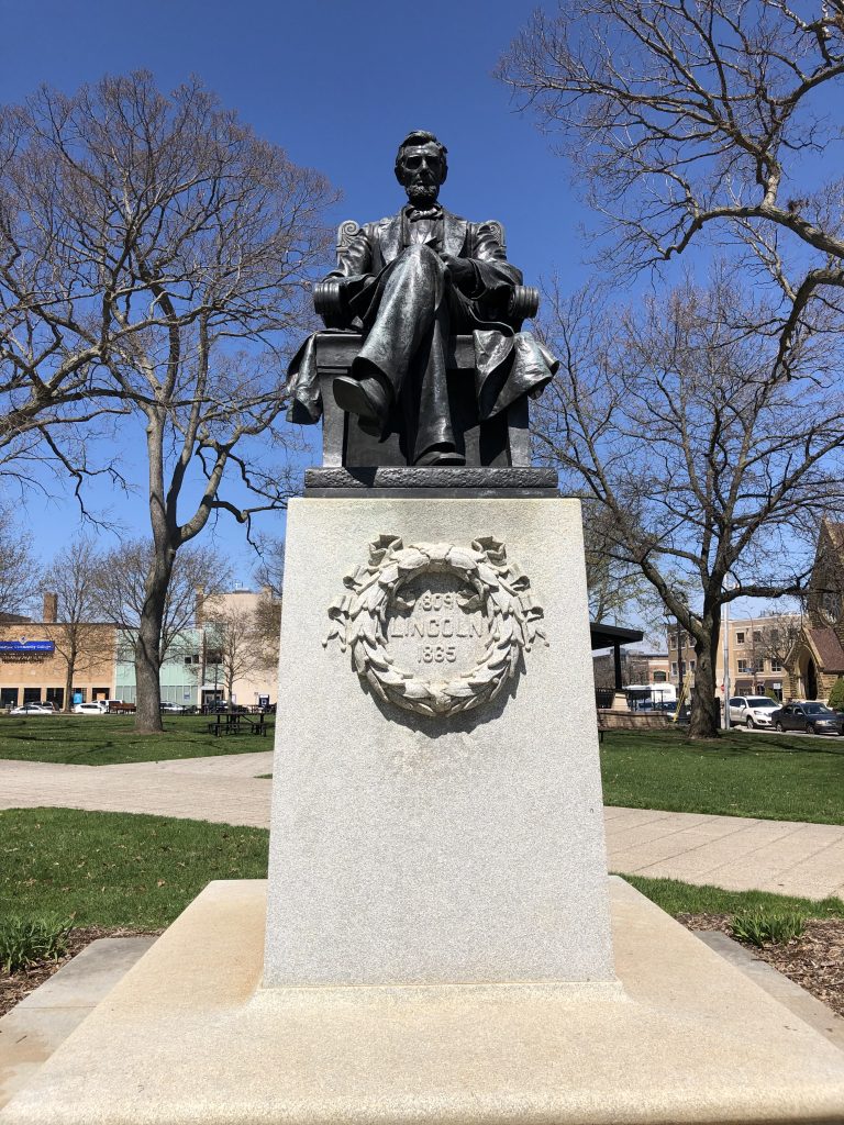 Abraham Lincoln statue at Hackley Park in Muskegon MI