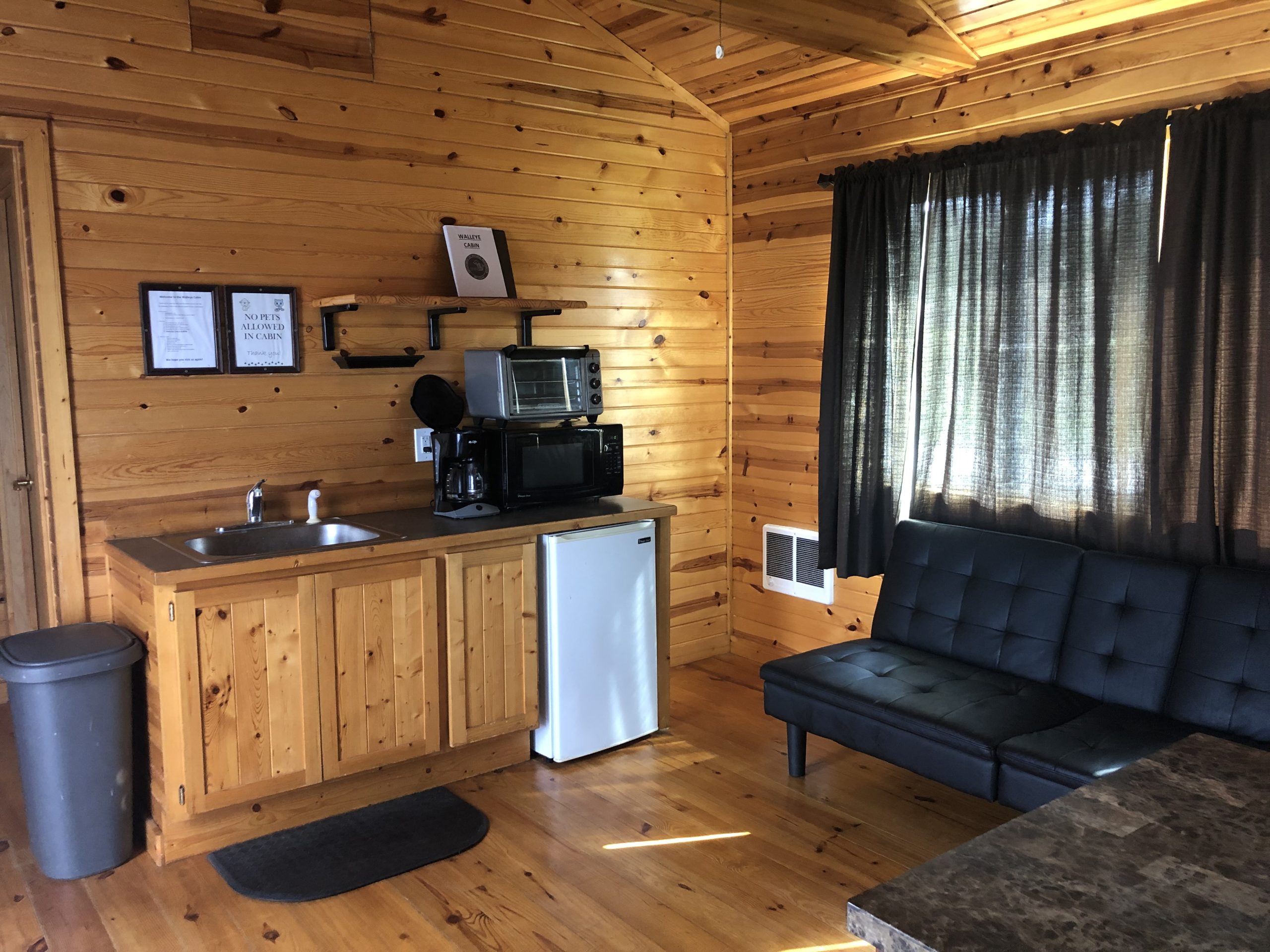 Ionia State Park Cabins - Walleye Kitchen and Living Area