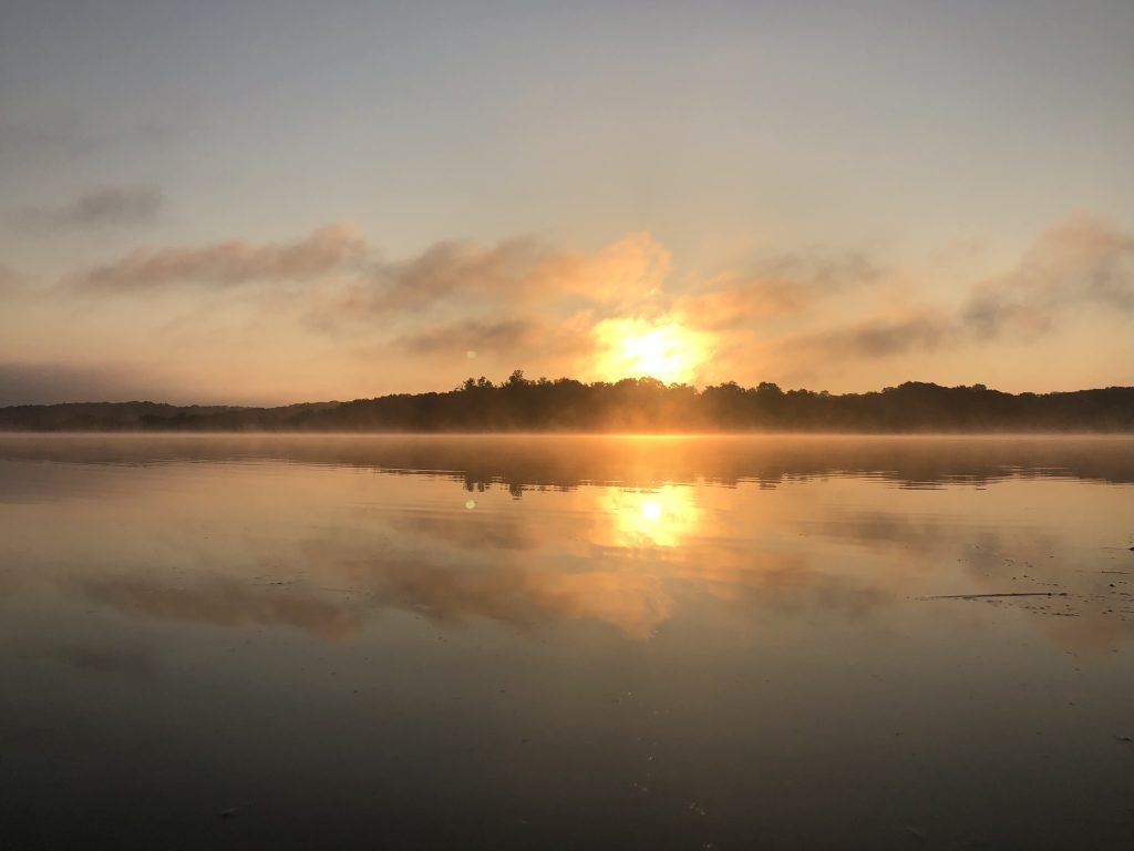 View of the sunrise on Sessions Lake Ionia MI