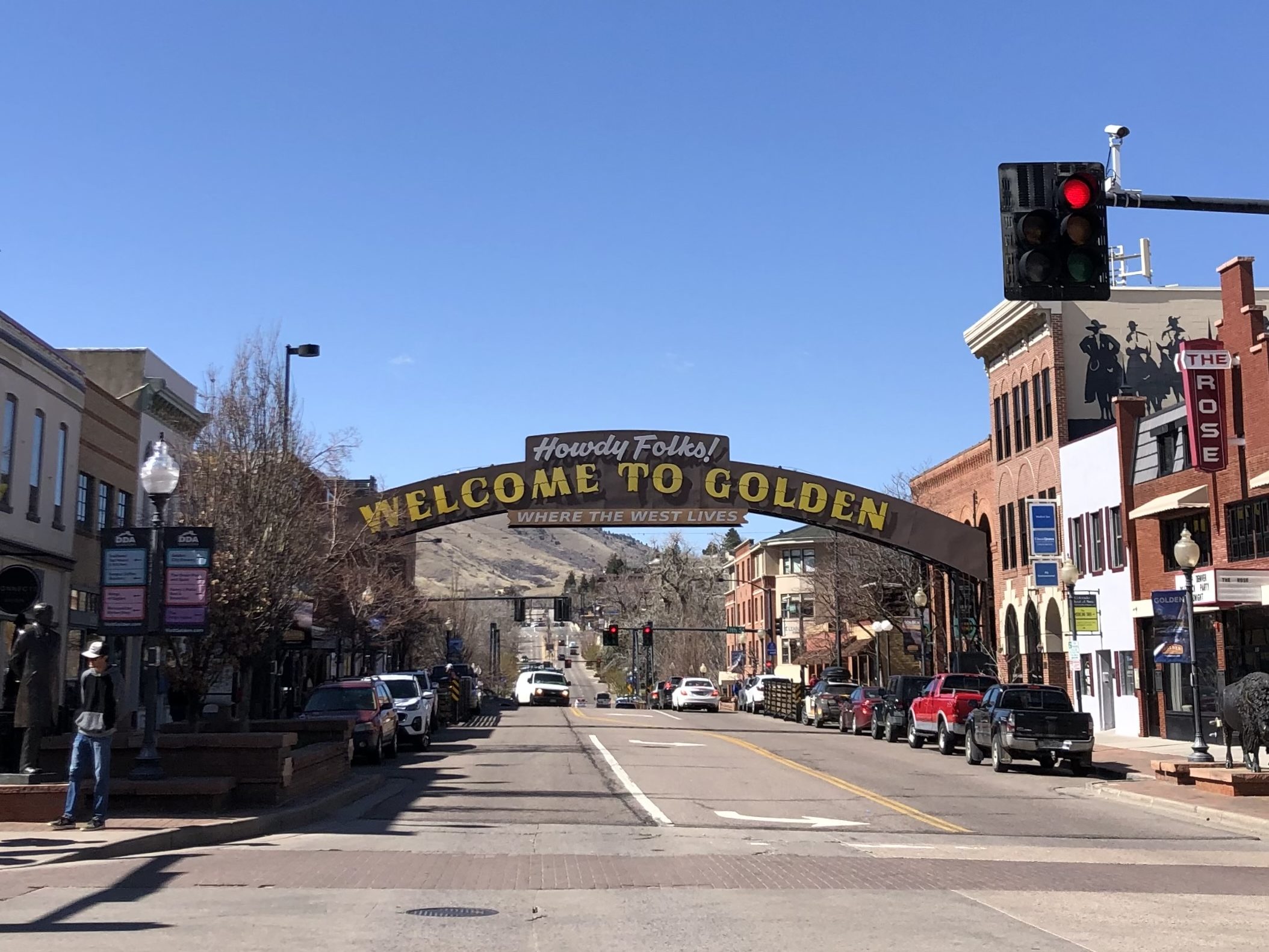 Welcome to Golden sign in downtown Golden, CO