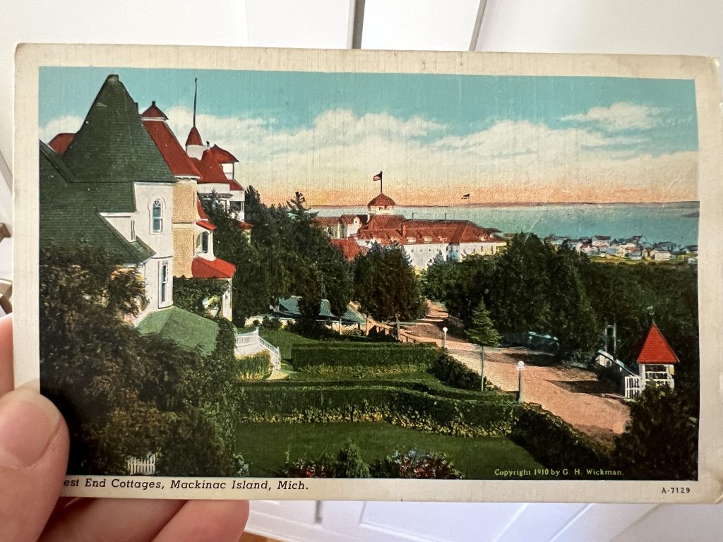 Vintage Mackinac Island Postcard of the West Bluff Cottages