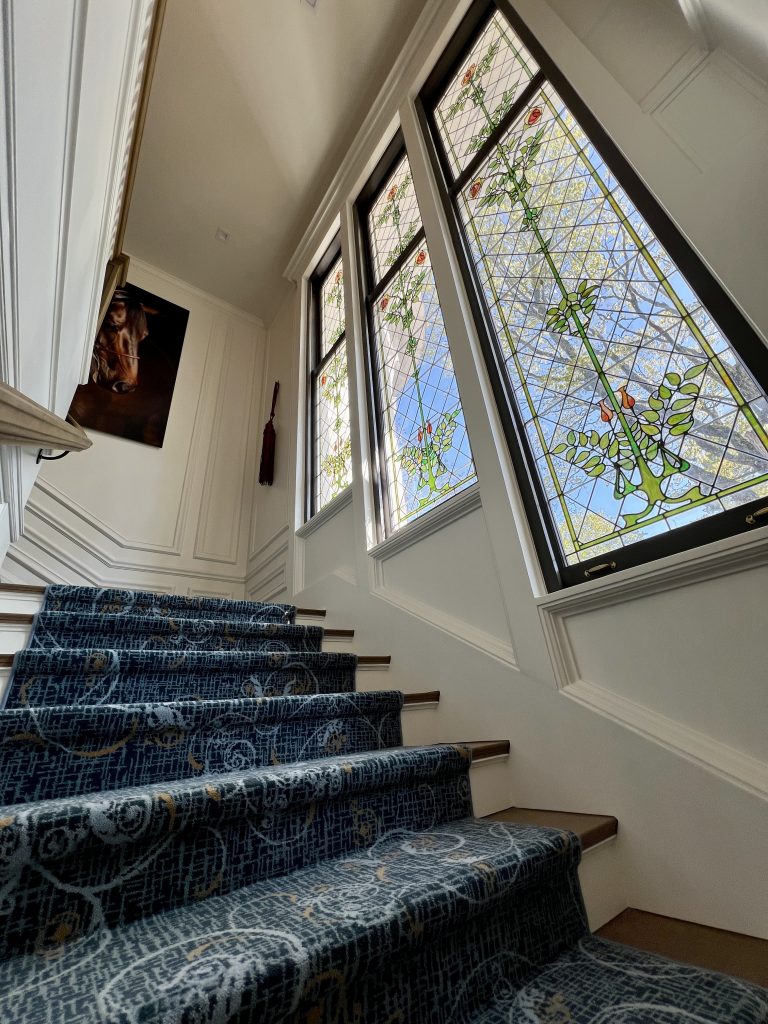 Stained glass windows in the Mansion